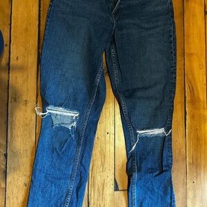 Abercrombie & Fitch Dark Blue Skinny Distressed Jeans 6 LONG
